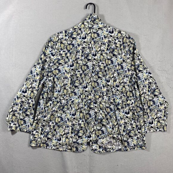 CJ Banks Jacket MultiColor Flower Zip-Up Jacket Blouse Drawstring Collar Size 3X - Picture 2 of 9